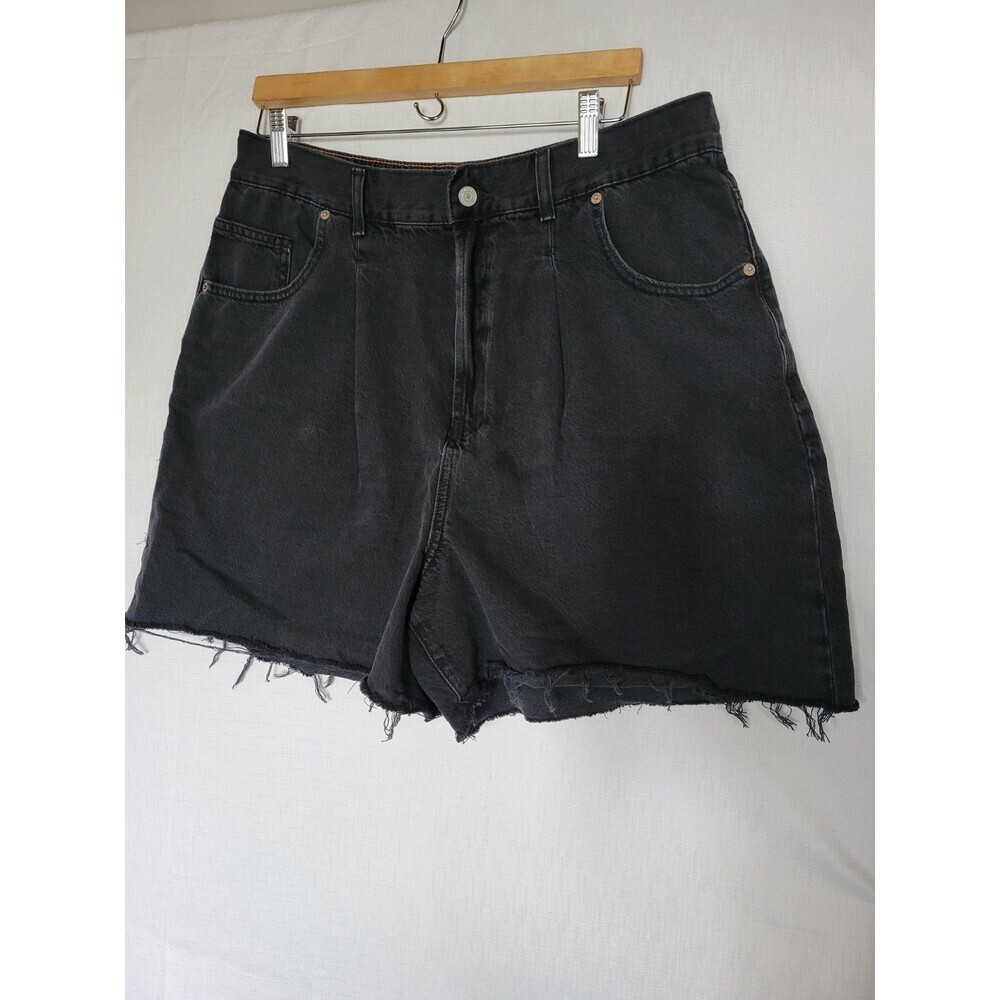 Free People Wee The Free Women's High Rise-Distressed Shorts Black Denim XL